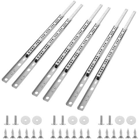GBACHOOSE Set of 3 Pairs (6Pcs) Drawer Slides, 17mm x 342mm Metal Ball Bearing Drawer Slides, Rail Heavy Duty Drawer Runners for Kitchen Cabinet Wooden Grooved Drawers