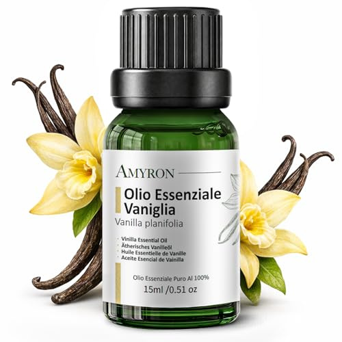 Ätherisches Vanille-Bourbon-Öl 15ml AMYRON Natürlich Und Rein 100% Ideal Für Aromatherapie Und Ätherische Öldiffusoren/Aromatische Massagen/Lebensmittelgebrauch.