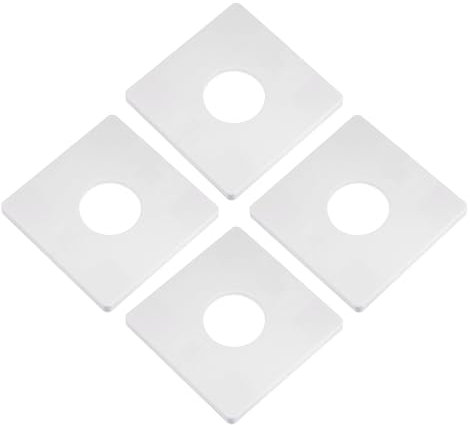 QUARKZMAN 4Pcs Plaque D'Obturation Murale, en ABS Carré Auto-Adhésif Avec Un Trou de Diamètre de 33mm/1.3 Pouce, Cache-Tuyau Pour La Décoration de Robinet D'Eau, Blanc