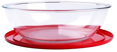 HUSANMP Runde Glas-Rührschüssel mit Deckel, 4,5 l, Salatschüsseln aus Glas mit BPA-freiem Deckel, ofen-, mikrowellen- und spülmaschinenfest, B2174