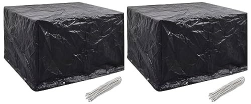 Gecheer 2 Gartenmöbel-Abdeckungen Gartenmöbel Abdeckung Schutzhülle Abdeckplane Gartengarnitur Sitzgruppe Regenschutz Abdeckhaube Schutzplane 135 x 135 x 90 cm (L x B x H),8 Ösen mit Befestigungsseil