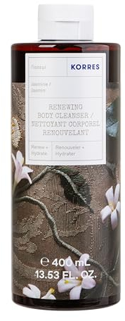 KORRES JASMINE Gel doccia rivitalizzante, dermatologicamente testato, con aloe vera attiva, fragranza floreale di gelsomino, senza siliconi e parabeni, in formato XL da 400 ml, vegan