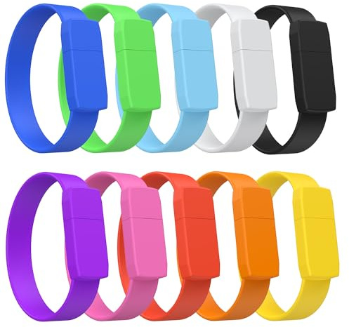 FEBNISCTE Lot de 10 Clés USB 2.0 Multicolores pour Bracelet - 2 Go - Portable et Abordable - Colorée pour la Journée des Enfants