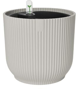 Elho Vibes Fold Round con Sistema D'Irrigazione - Vaso per Piante da Interno - 100% plastica riciclata - Ø 22 cm - Bianco/Silky White