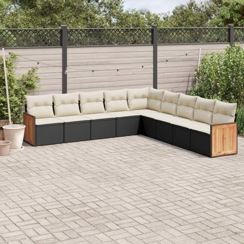 SECOLI XXL Rattan Gartenmöbel Set Con Stauraum Loungemöbel Set Terrassenmöbel Gartenlounge Ecksofa Garten Loungesofa Outdoor Sitzgruppe PolyRattan Ecklounge Lounge Set Schwarz 9-tlg-Type-273