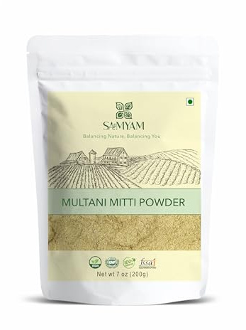 SAMYAM Poudre nettoyante visage Multani Mitti - 200 g | Terre à foulon, argile bentonite, argile cicatrisante indienne