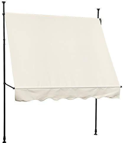 SVITA Klemmmarkise Balkonmarkise Sonnenschutz Markise Handkurbel ohne Bohren 300x120 cm (BxT) Beige