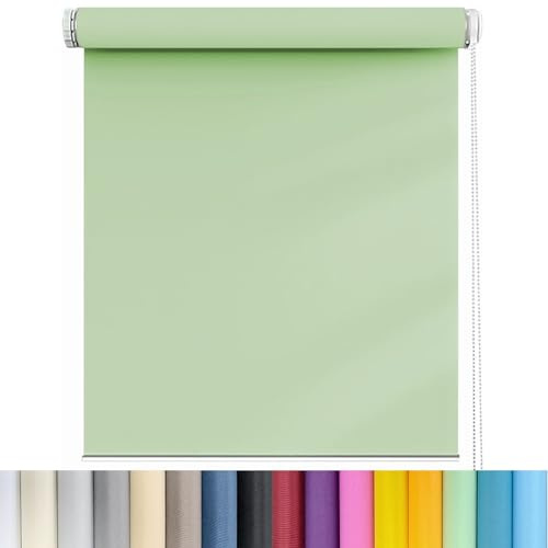 Estores de luz diurna y nocturna, 70 x 50 cm, aislamiento térmico, protección UV, filtrado de luz, fácil ajuste, para hogar, oficina, dormitorio, verde tierno