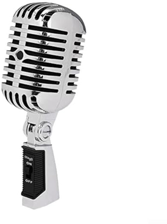 Vintage Retro Dynamic Vocal Microphone - Super-Cardioid For Live Performances And Studio Recording, Classical Swing Karaoke Microphone(Silver)