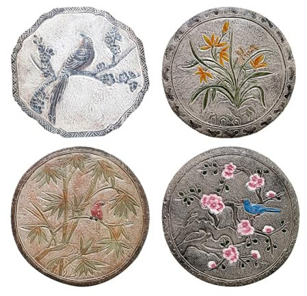 WQZStar Trittstein, Blumen-Trittstein, Gehwegstein zur Dekoration, große Trittsteine für den Garten, Rasensteine für die Landschaftsgestaltung im Freien, runde Schreibtisch-Ornamente
