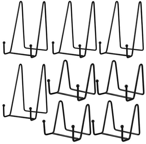 MUNGHOK 8 Stück Tellerständer Metall Schwarz, 8 cm und 15 cm Eisen Staffelei Aufsteller Display Ständer Metall Plattenhalter Dekorativer Bilderrahmen Ständer für Bilder, Teller, Kochbuch, Kunstwerke
