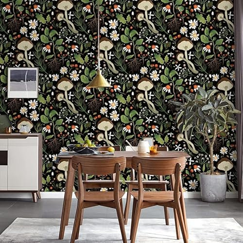 Wandschutzfolie Pilzgrün Klebefolie Wandtattoo Leicht zu Entfernen Möbelfolie Selbstklebende Tapete Wandtattoo Schlafzimmer Tapete Selbstklebend Wallpaper for Living Room 45x300cm/2 roll