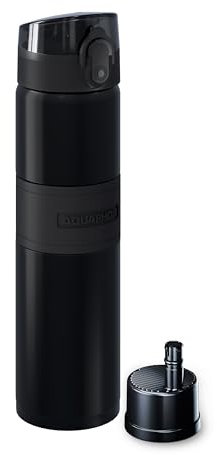 AQUAPHOR City Cool Filter Water Bottle - Double Wall Stainless Steel Insulated - Keeps Water Cool 24H - 500 ml (Carbon Black)
