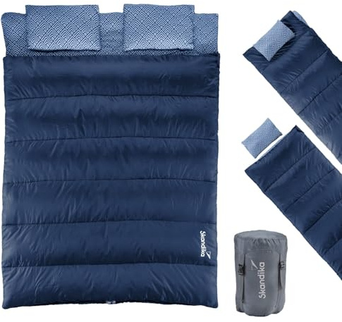 Skandika Deckenschlafsack Iceland Double | Doppelschlafsack Outdoor für Erwachsene, mit Flanell, 3 Jahreszeiten, 220 x 150 cm, als Einzelschlafsack nutzbar, Camping Schlafsäcke, Schlafsack Erwachsene