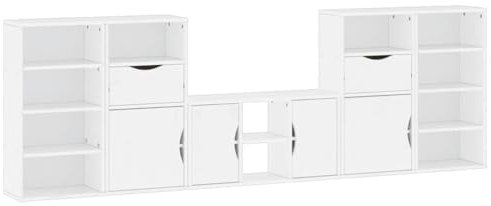 vidaXL 5-TLG. Wohnwand mit Stauraum ODDA Weiß Massivholz Kiefer