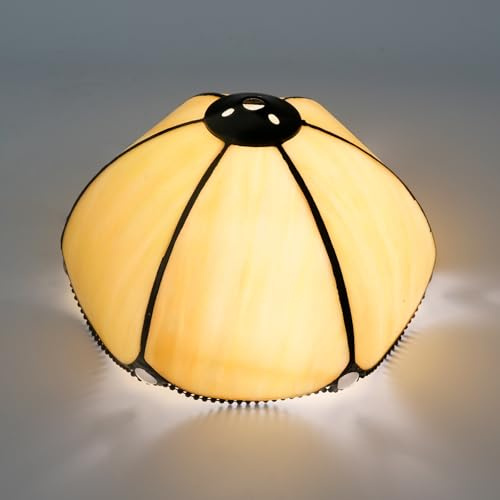 Tiffany Style Lamp Shade Replacement 8 Inch Warm Stained Glass Ceiling Light Shade Handcrafted Dome Small Lampshade for Beside Table Lamps Pendant Lights Chandeliers