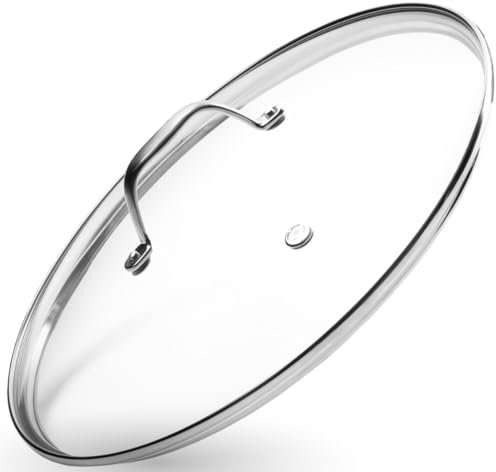 Onyx Cookware Coperchio in vetro da 32 cm, adatto per padelle e pentole, resistente al calore fino a 250 °C, con valvola a vapore integrata, lavabile in lavastoviglie, vetro temperato di