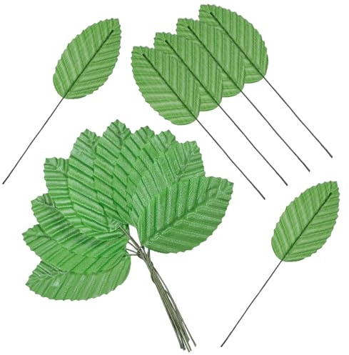 200 PCS Green Faux Leaves Green Artificial Silk Leaves | Single Leaf Artificial Leave, Greens Fake Leave for Crafts DIY Wedding Corsage Party Bouquet Christmas Decorative