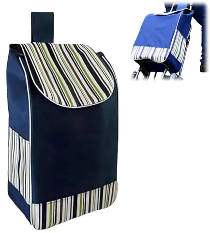 Borsa per la Spesa in Tessuto Oxford, Borsa di Ricambio Pieghevole per Carrello, Borsa per la Spesa di Ricambio Pieghevole Impermeabile per Carrello della Spesa (blu)