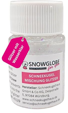 Fertigmischung mit Wasserklar und Glitzer | für Bastelset DIY Schneekugel Do it yourself | 15 ml Inhalt | 40129