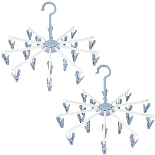 MISIQIMA 2 Stück Sockentrockner, Faltbares Mini Wäschespinne, Wäschespinne Camping kann zum Aufhängen von Socken, Unterwäsche, Babykleidung, Haustierkleidung Verwendet Werden (Blau)