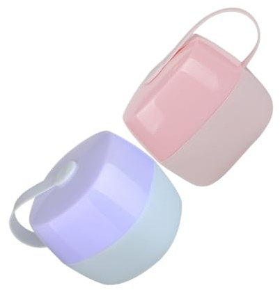2 Stück Tragbare Schnullerboxen aus Pp für Schnuller | Breite Öffnung, Lila und Rosa, für Clips, Passt in Geldbörse oder Wickeltasche