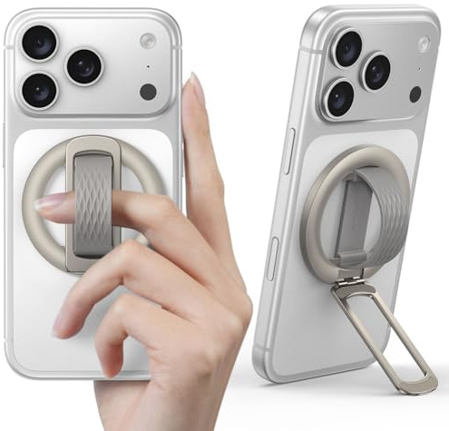 Lamicall Telefonfingerhållare för MagSafe-ring - [Mjukt silikongrepp] 2-I-1 Bärbar telefonstativ, Magnetisk telefonringhållare för iPhone 17/16, Smartphonegrepp för MagSafe-tillbehör