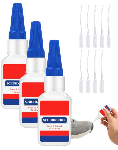 Daozhogo 3 x 20g Schuhsohlenkleber, Schuhkleber Extra Stark Wasserfest, Kleber Schuhsohle Transparent und Schnelltrocknend, Lederkleber Flexibel und Stark, für Schuhe, Sneaker, Stiefel
