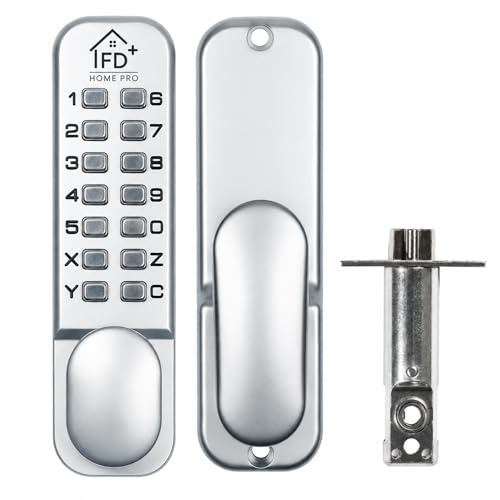 Home PRO Keyless Mechanical Door Lock, Push Button Code Lock with Tubular Latch and Fixing Kit, Weather Resistant Combination Keypad Lock for Office, Storeroom, Gate, Shed, Indoor and Outdoor Doors