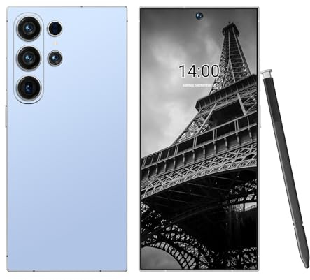 S26 Ultra 5G Smartphone, 8GB 256GB Dual SIM Dual Standby Cellphone, 6.9in HD Mobile Phones, Face ID, Fingerprint Unlocking, 8000Mah Large Capacity Battery(Blue)