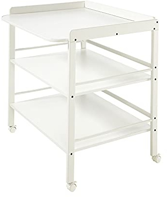 Geuther Table à Langer Clara, Blanche, Plan à langer + 2 étagères, roulettes