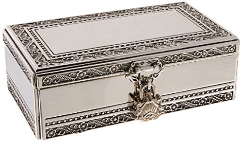 Elegance Schmuckschatulle, Antik-Silber, mit Schmuckstein-Verschluss.