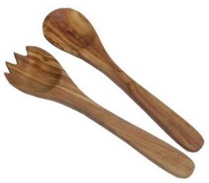 Naturally Med - Couverts à Salade en Bois d'Olivier - 20cm