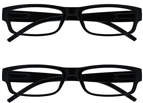 La Société Lunettes De Lecture Noir Léger Confortable Lecteurs Valeur Pack 2 Hommes Femmes RR32-1 +2,00