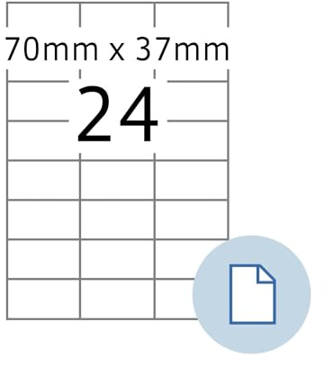 HERMA 8424 Universal Etiketten, 500 Blatt, 70 x 37 mm, 24 pro A4 Bogen, 12000 Stück, selbstklebend, bedruckbar, matt, blanko Papier Klebeetiketten Aufkleber, weiß
