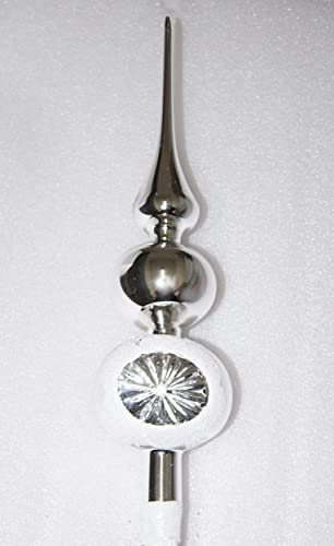 Weihnachtsbaumspitze Groß 35cm in Hochglanz Vintage Silver Baumspitze Spitze Tannenbaumspitze Christbaumspitze Weihnachtsbaum Christbaum Tannenbaum Christmas Tree Top