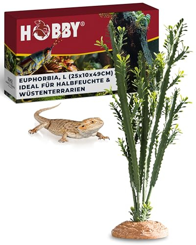 HOBBY Terraristik Euphorbia L I Dekorative Terrarienpflanze I 25 × 10 × 49 cm I Realistische Wüstenpflanze für naturnahe Gestaltung I Terrarium Dekoration aus hochwertigem Material gefertigt