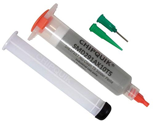 Chip Quik SMD291AX10T5 Solder Paste no clean 63Sn/37Pb in 10cc Syringe T5 mesh