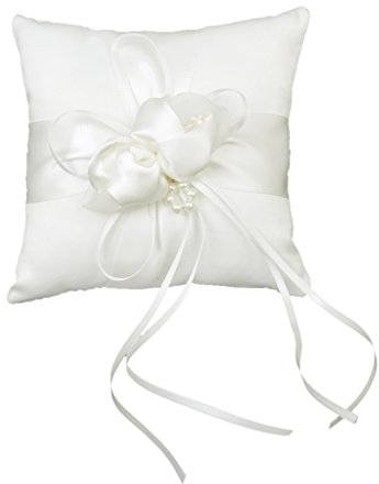 Lovely Bud Wedding Pocket Ring Pillow Cushion Bearer 15 x 15cm, Beige, Square, (r32r2)