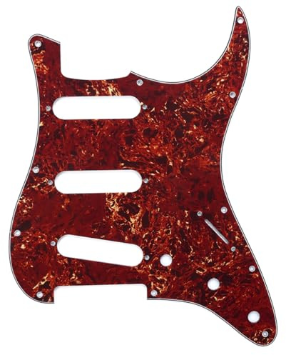 Musiclily 11 Fori SSS Battipenna Strat Pickguard per Chitarra Elettrica Fender USA/Messico Stratocaster Standard Stile Moderno,4 strati Vintage Tortoise