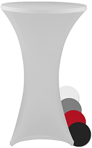 DILUMA Stehtischhusse Stretch Elastique Ø 70-75 cm Weiß - elastische Premium Stretchhusse für gängige Bistrotische und Stehtische - dehnbarer Tischüberzug