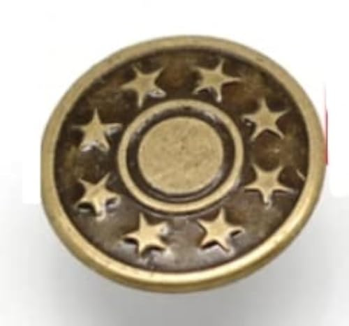 10 Stück Metallknöpfe/Jeansknöpfe, bronzefarben, Stern-Muster Ø ca. 17mm, Stift 8mm