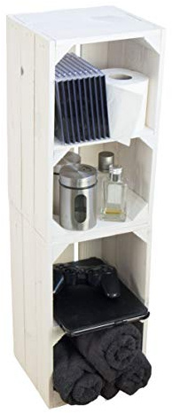 Kistenkolli Altes Land 2er Set Regalkiste Hilde weiß mit Mittelbrett Sideboard Aufbewahrungkiste Nachttisch Ablagekiste Standregal Holzkiste mit Ablagefach