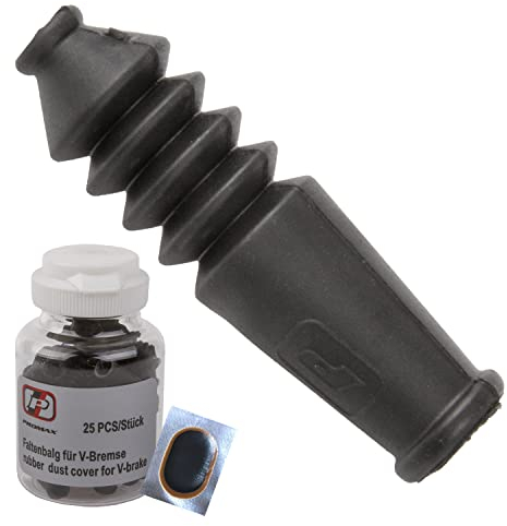 Faltenbalg für V-Bremse aus Gummi in Schwarz - 25 Stück in der Dose inkl. 1 Schlauchflicken