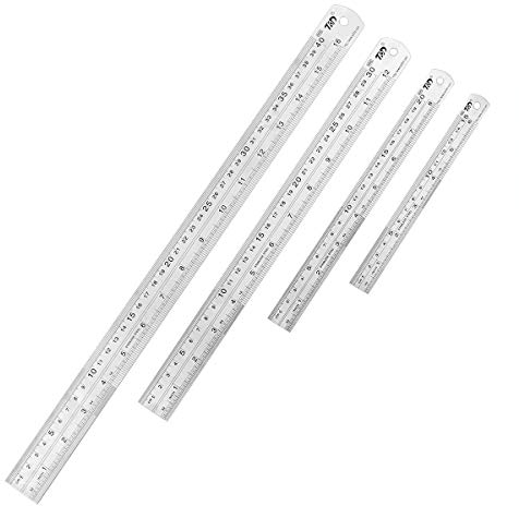 Ruler Metal Stainless Steel Ruler Straight Edge Measuring Tool Set of 4(6/8/12/16 inch)