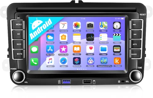 [Upgrade] CAMECHO 2+32G Android 13 Autoradio avec Navi pour VW Polo Touran Golf 5 Golf 6 Skoda Passat Tiguan, 7 Pouces écran Bluetooth WiFi FM USB SWC Mirror Link pour Android/iOS+Canbus