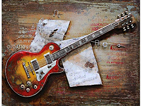 H. Packmor GmbH Décoration murale 3D en métal - Motif guitare - 120 x 80 cm