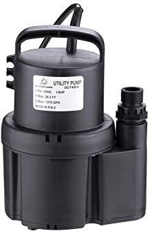 D-HONOR Submersible 1/6 HP 1370GPH, Sump Pump Submersible for Clean Water