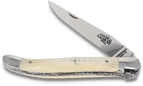 Forge De Laguiole Taschenmesser - 11 cm - Griff Knochen - Klinge 9 cm und Backen glänzend - Hochwertiges Messer Frankreich