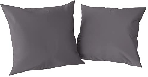 Amazon Aware Kissenbezug-Set aus 100 % Bio-Baumwolle, Fadenzahl 300, 2 Stück, 80 x 80 cm, Dunkelgrau, Einfarbig
